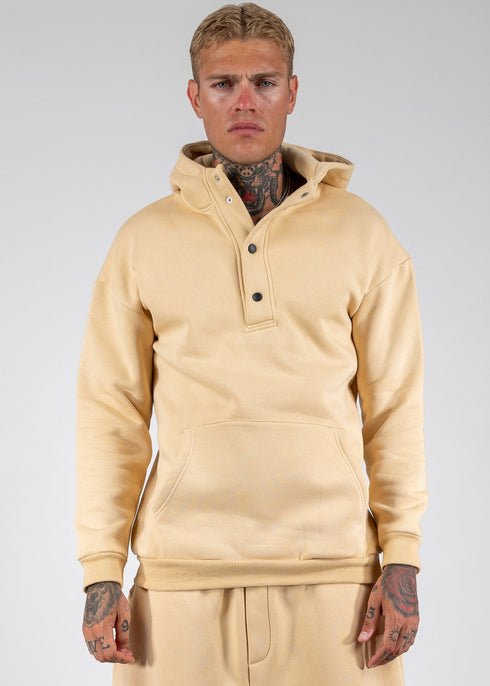 Hoodie With Snaps In Beige